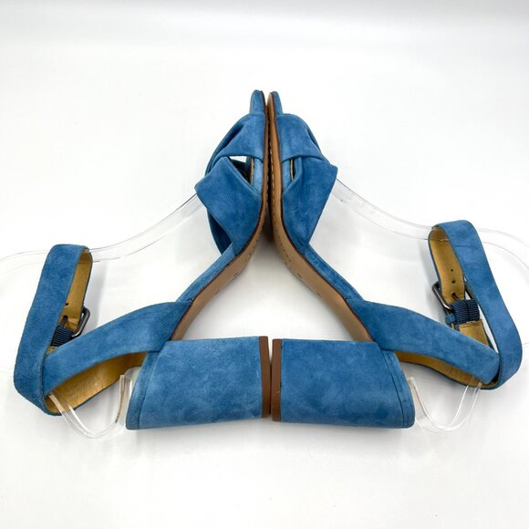 Splendid Womens Size 6 Blue Suede Leather Block Heels Sandals Shoes - Picture 7 of 13